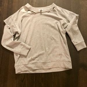 Grey shredded fleece sweater